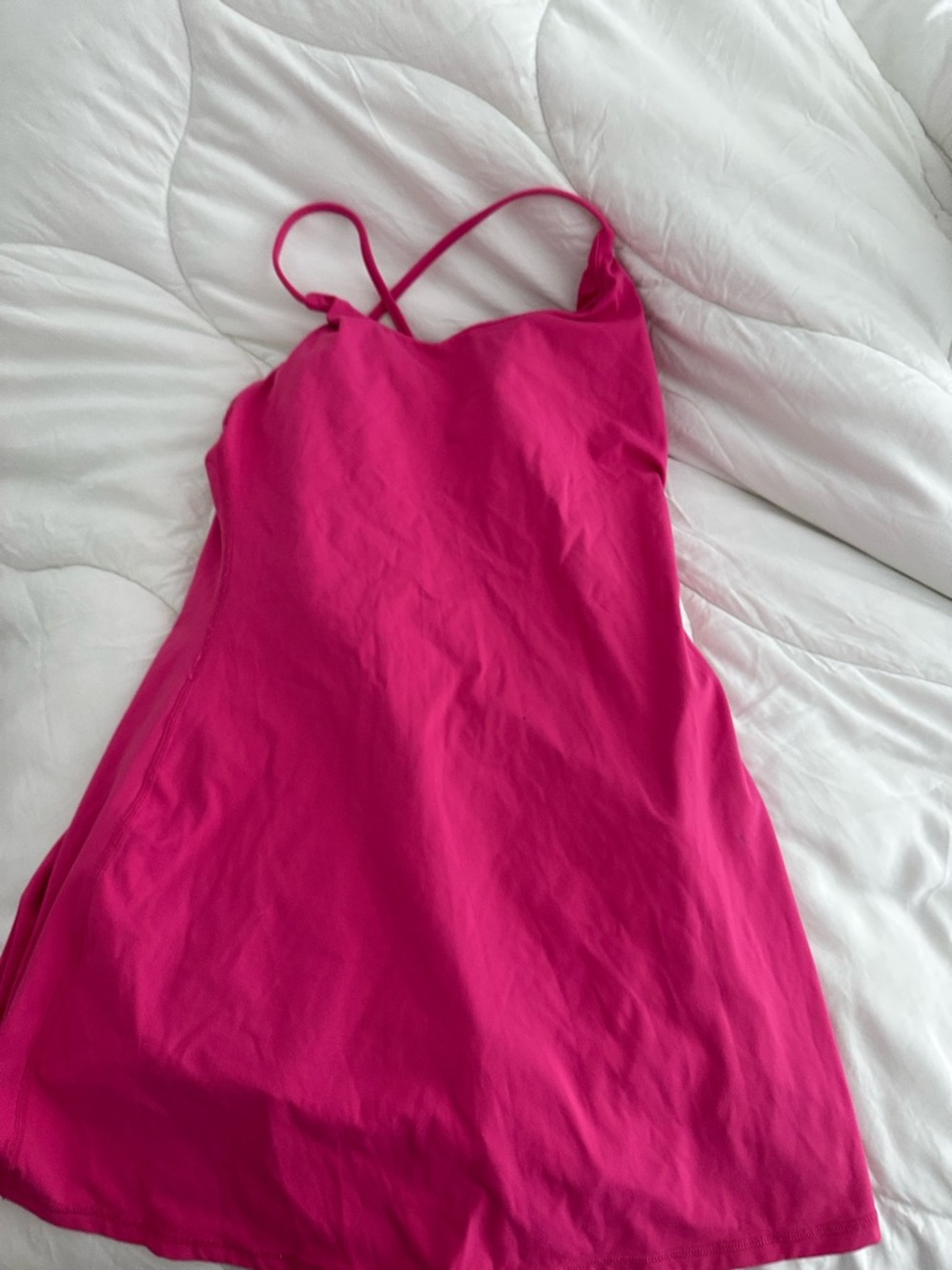 Hot pink sports dress with spandex and pocket
